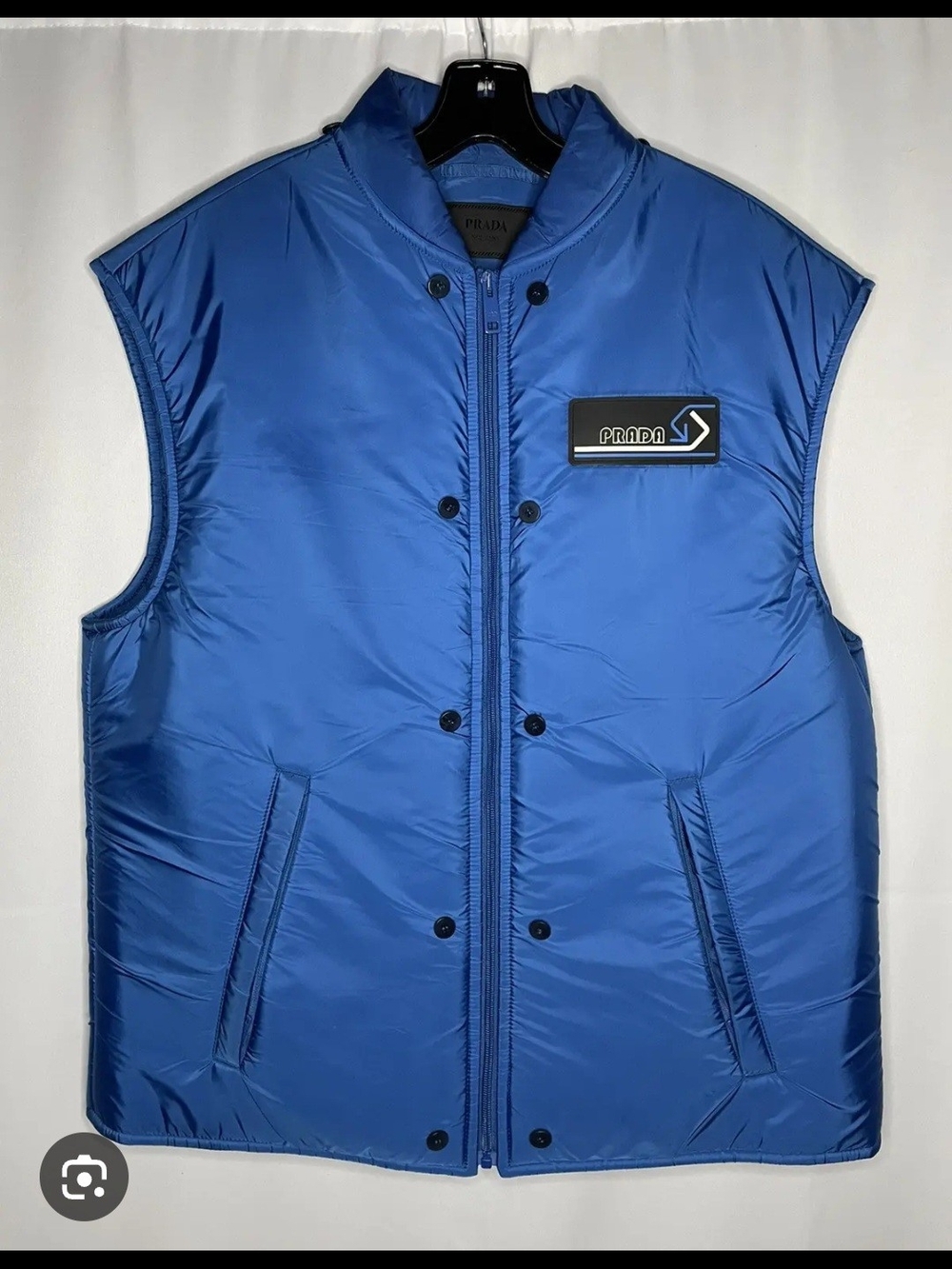 Prada Bright Blue Quilted Sleeveless Puffer Vest